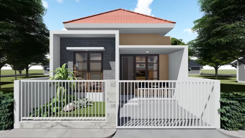 Desain Rumah Tipe 36 dengan Taman Depan